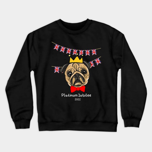 Platinum Jubilee Pug Crewneck Sweatshirt by Katebi Designs